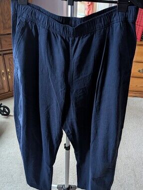 GAP Dark Navy Linen (& Rayon)Elastic-Waist Joggers